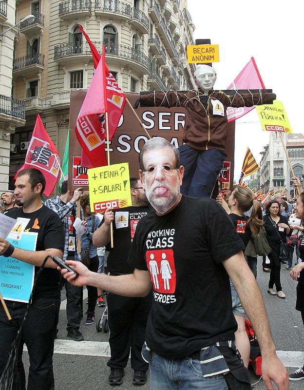 Un momento de la manifestación del Primero de Mayo en Barcelona.