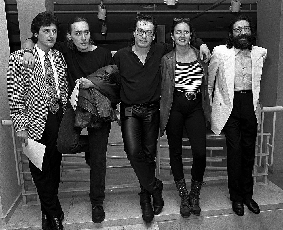 El bailaor Javier Latorre, la bailaora Nuria Leiva, los guitarristas Juan Manuel Cañizares y Vicente Amigo, el cantante Manuel Molina, en la presentación del II Festival de Flamenco de Valencia