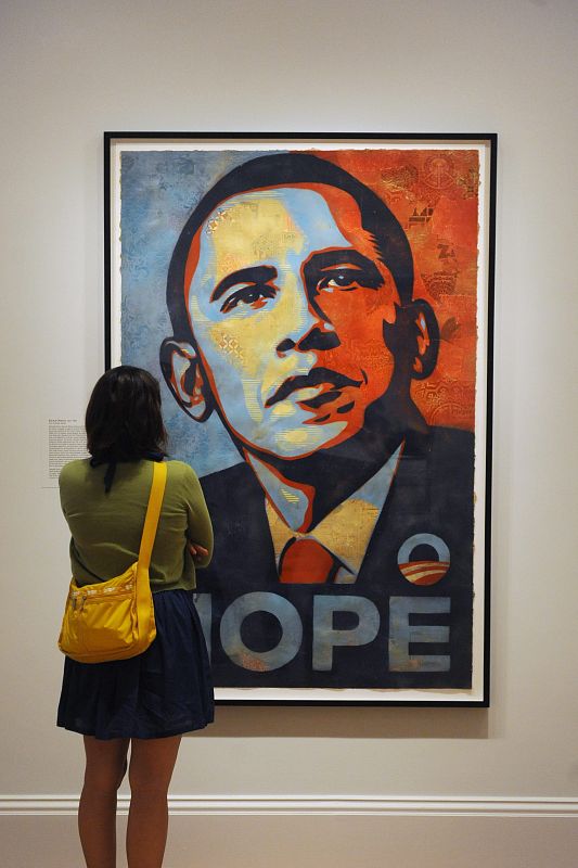 Retrato 'Hope' de Barack Obama, de Shepard Fairey, en una exposición en Washington en 2010. 