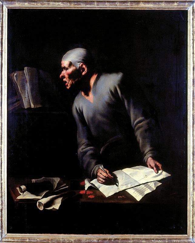 Maestro de la Anunciación a los pastores, "Un filósofo escribiendo o leyendo", Museo de Bellas Artes de Pau, Francia