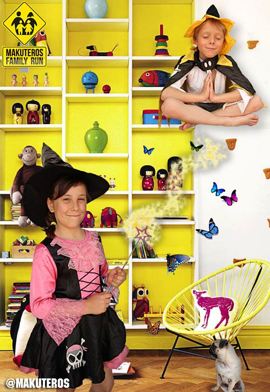 Candela y Mateo levitando