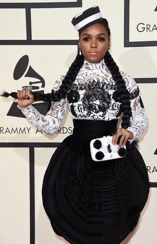 La artista Janelle Monae antes de la ceremonia.