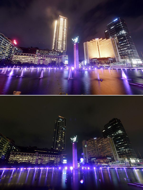 Monumentos apagados en todo el mundo por la Hora del Planeta