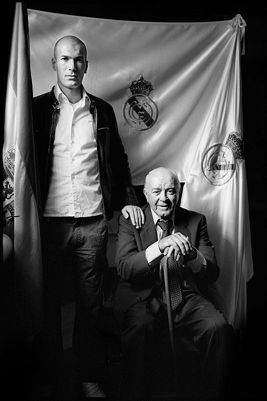 El cinco del Real Madrid con el referente madridista, Di Stefano