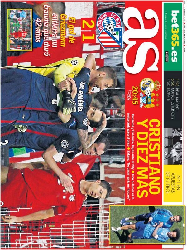 El diario As saca una portada a doble página con el titular: "Este Atleti es de leyenda".