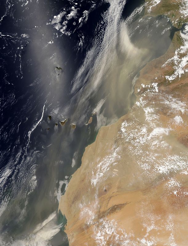 La NASA capta sobre Canaria una enorme calima que se ha extendido hasta México y Texas, en EEUU.