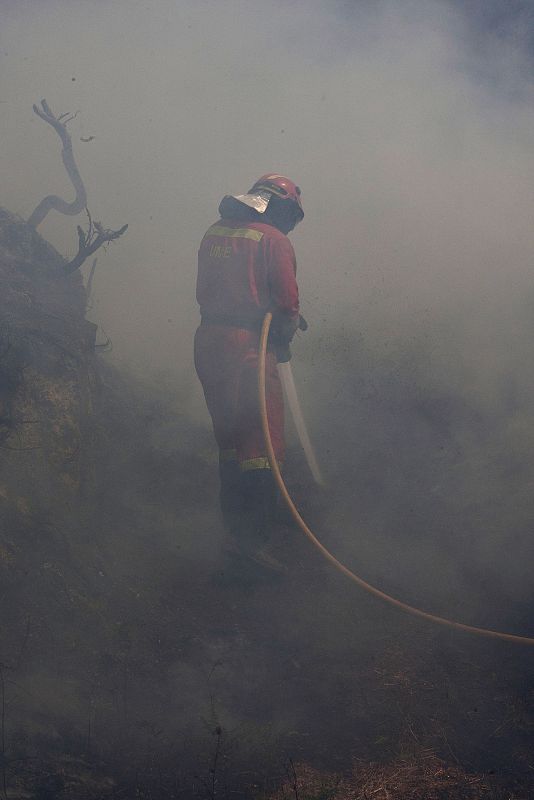 Los incendios que más preocupan son los de Porto do Son, en A Coruña, y Arbo, en Pontevedra