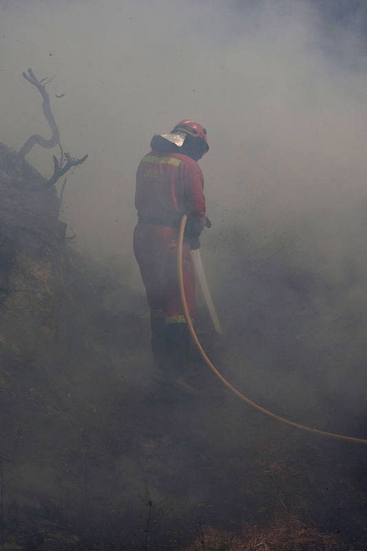 Los incendios que más preocupan son los de Porto do Son, en A Coruña, y Arbo, en Pontevedra
