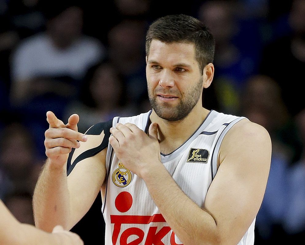 El pívot del Real Madrid Felipe Reyes, durante un partido de la Liga ACB en Madrid en 2016