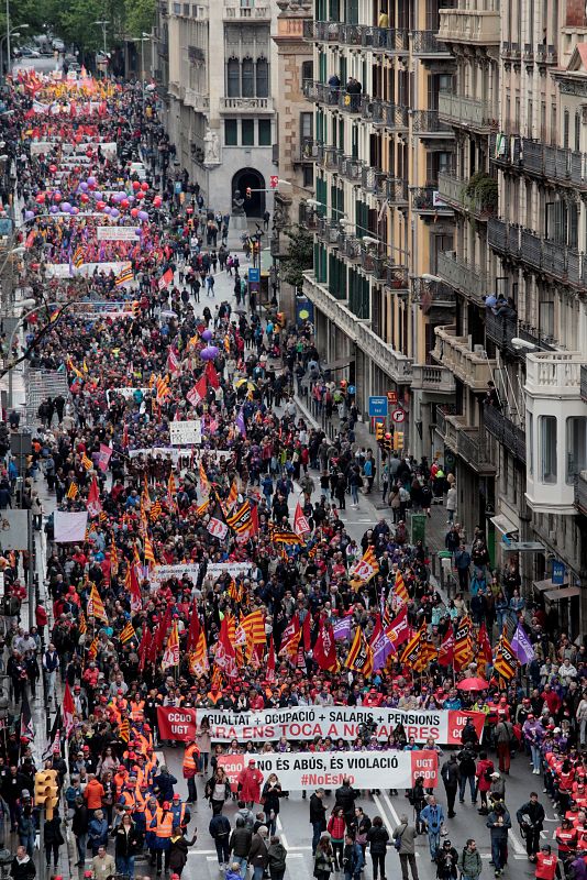 Manifestación en Barcelona del Primero de Mayo