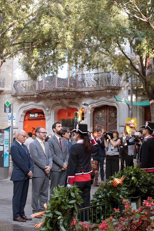 Roger Torrent, durante la ofrenda floral con motivo de la Diada