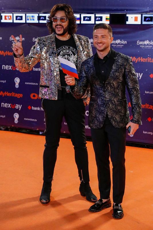 El candidato de Rusia para Eurovisión 2019, Sergey Lazarev. A su lado, Filipp Kirkórov, autor de "Scream", ídolo musical ruso y celebridad pericari.  
