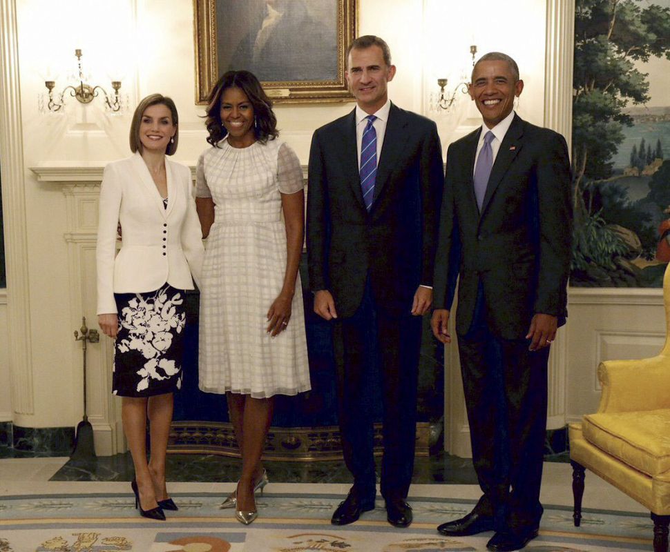 Primera visita de los reyes a Estados Unidos Los reyes Felipe y Letizia junto al presidente de EEUU, Barack Obama y la primera dama, Michelle, en la Casa Blanca