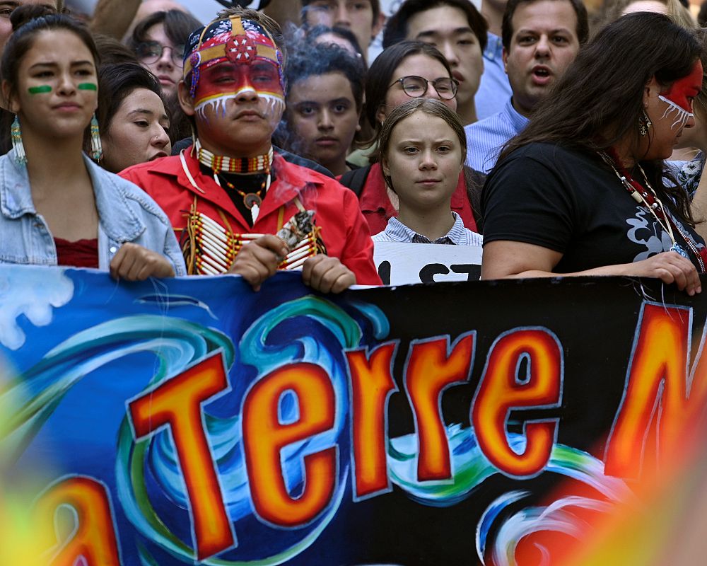 Greta Thunberg participa en la marcha de Montreal