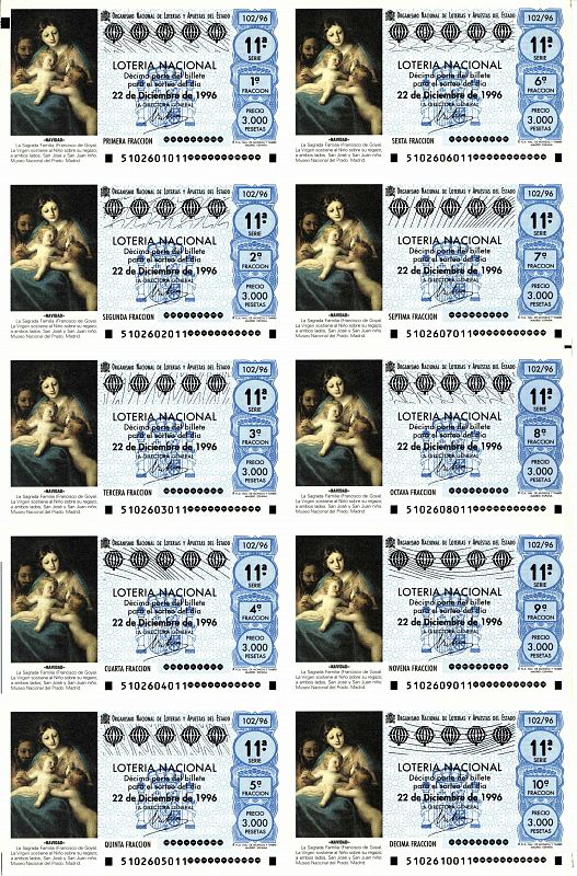 Un goya en el sorteo de Navidad de 1996