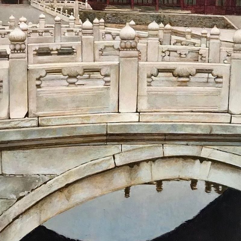 Pekin, la Ciudad Prohibida. Acrílico sobre tabla de Rudolf Häsler