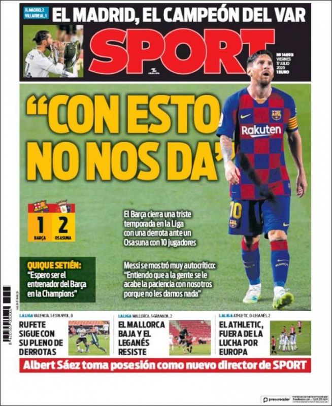 El diario catalán no se olvida de la polémica a la hora de informar sobre la conquista de la Liga número 34 para el Real Madrid.