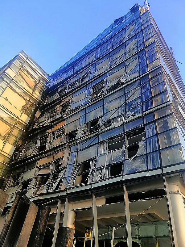 Un edificio destrozado tras la explosión