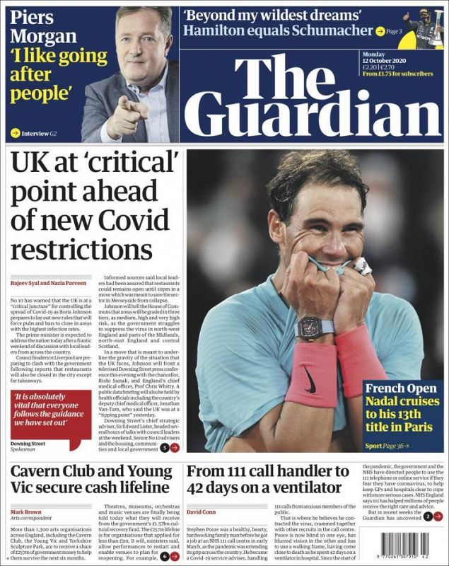 Nadal en la portada de The Guardian