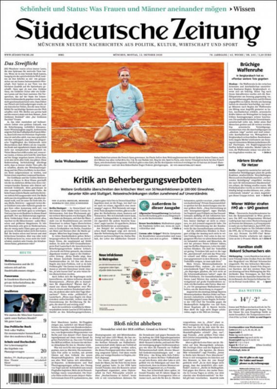 Nadal en la portada de Süddeutsche Zeitung