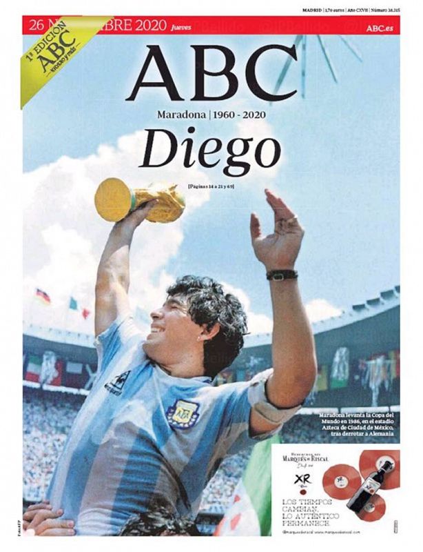 ABC recuerda a Maradona levantando la Copa del Mundo del 76