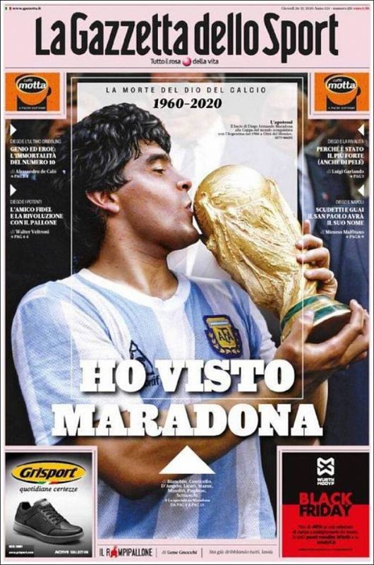 'Vi a Maradona' titula la Gazzetta dello Sport italiano.