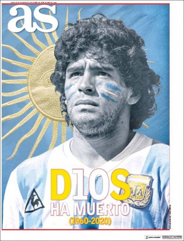 ' D10s ha muerto' abre la portada de As