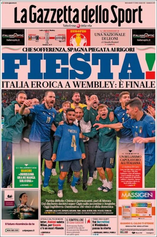 La Gazzetta dello sport titula "Fiesta"