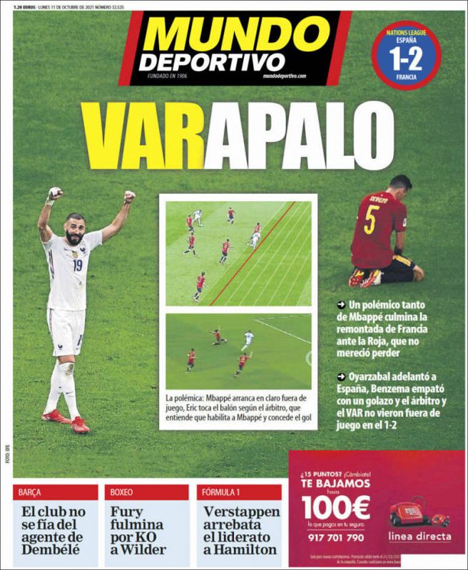 Para Mundo Deportivo la eliminación de España es un "Varapalo"