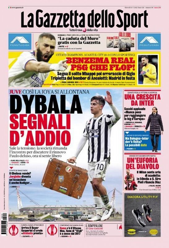 La Gazzetta dello Sport italiana habla del fracaso del PSG ante Benzema.