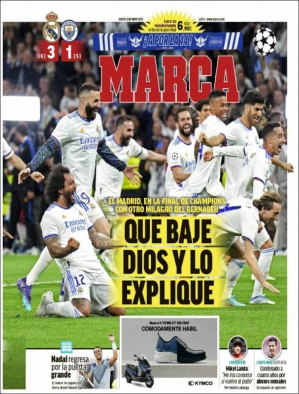 El diario Marca busca una explicación divina a lo sucedido en el Bernabéu.