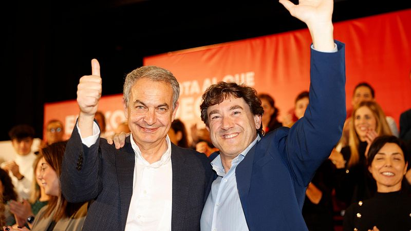 José Luis Rodríguez Zapatero acompaña a Eneko Andueza en un mitin del PSE