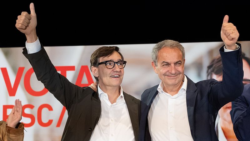 Elecciones catalanas 2024: Illa y Zapatero en un mitin en Lleida