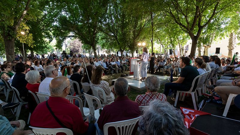 La candidata socialista a las elecciones europeas, Teresa Ribera, durante un acto en Mérida