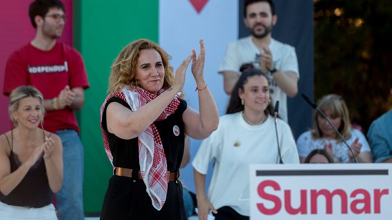 Estrella Galán (Sumar) durante un acto en favor de Palestina