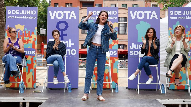 Irene Montero durante su intervención en el acto central de Podemos en Barcelona