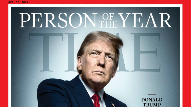 Portada de la revista Time: Donald Trump, Persona del Año 2024.  Fotografía de Trump en traje y corbata, fecha 30 de diciembre de 2024.