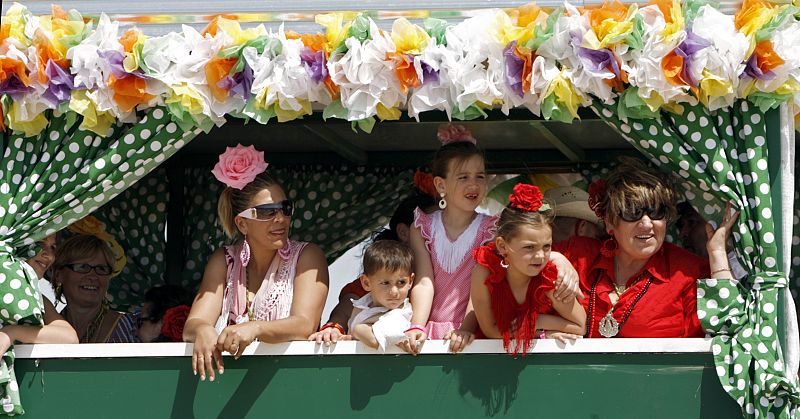 Pilgrims make their way to the shrine of El Rocio in Donana's National Park, southern Spain