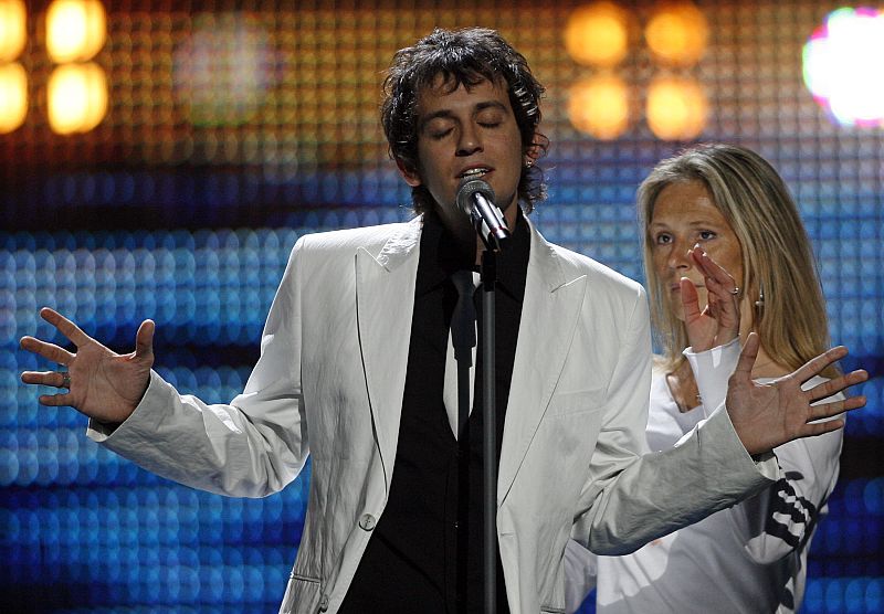 Miodio, de San Marino, durante los ensayos de Eurovisión en Belgrado