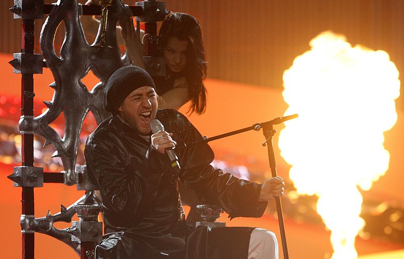 Elnur & Samir, de Azerbaijan, durante los ensayos de Eurovisión en Belgrado