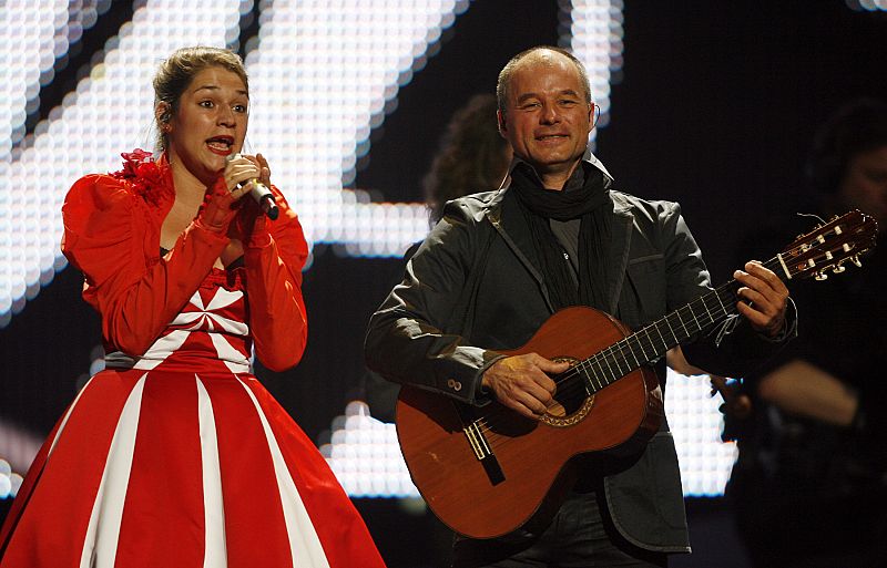 Ishtar, de Bélgica, durante los ensayos de Eurovisión en Belgrado