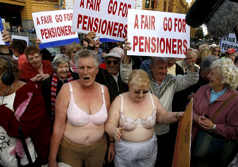 Protesta de pensionistas en Melbourne