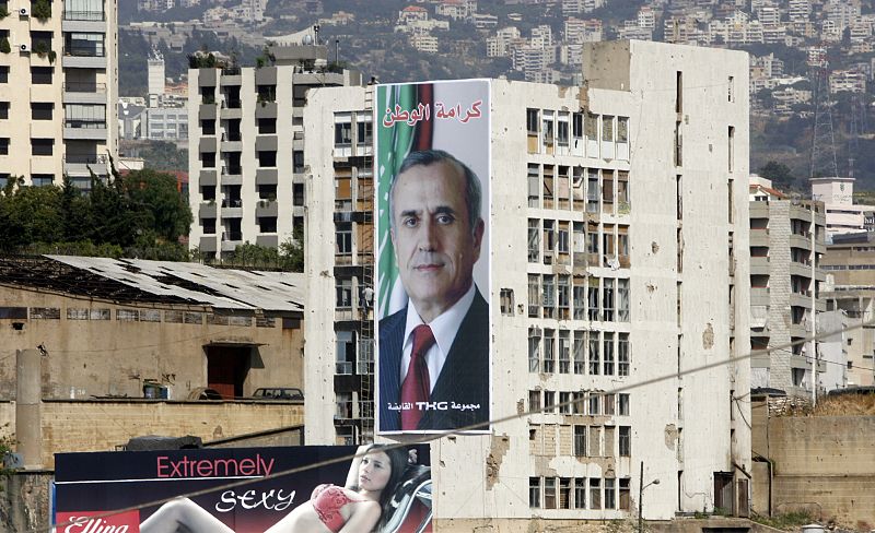 Poster of army commander General Suleiman on building in Beirut