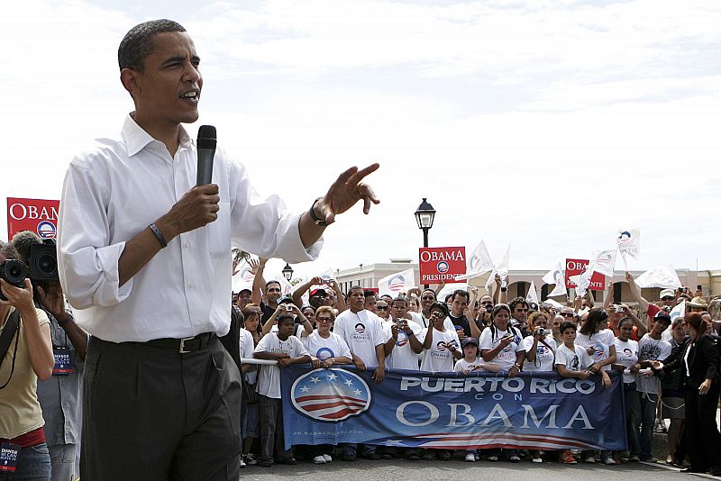 El senador por Illinois, Barak Obama, en un acto de las primarias demócratas en Puerto Rico, el 24 de mayo.