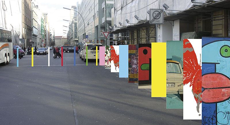 Fotomontaje del proyecto para reconstruir el Muro de Berlín en su 20 aniversario el 9 de noviembre del año próximo.