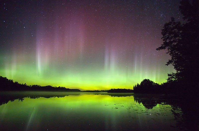 Instantánea de una aurora polar tomada desde Wisconsin (EE.UU)