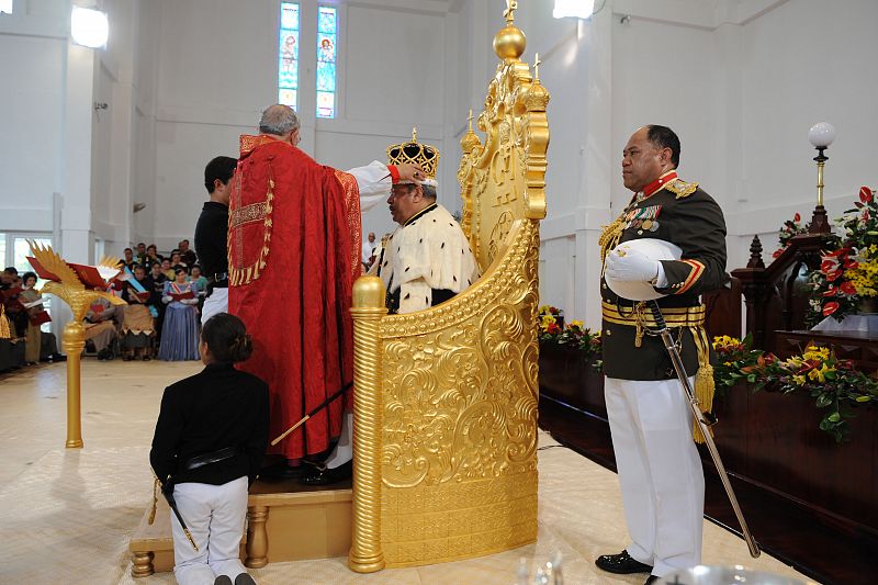 Archbishop of Polynesia Jabez Bryce crowns Tonga's King George Tupou V in the nation's capital city Nuku'alofa