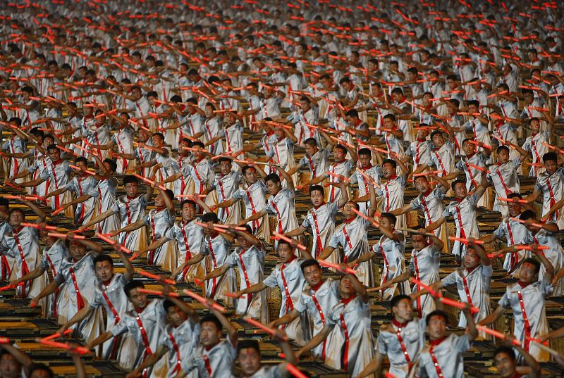 Actors perform at the opening ceremony of the Beijing 2008 Olympic Games at the National Stadium