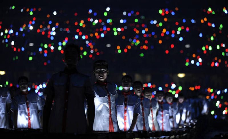 Participants take part in the opening ceremony of the Beijing 2008 Olympic Games at the National Stadium 
