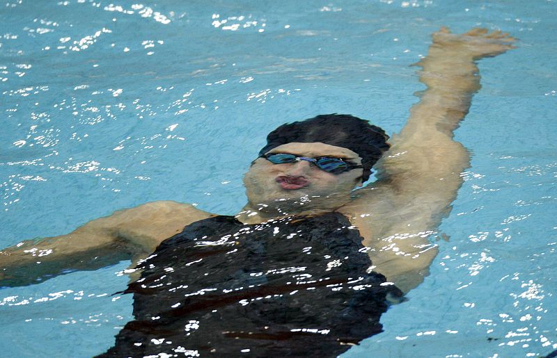 Aschwin Wildeboer Faber of Spain competes in his men's 100m backstroke swimming semifinal at the National Aquatics Center during the 2008 Beijing Olympics